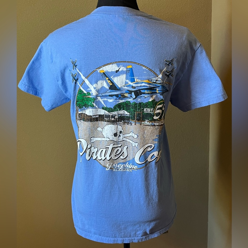 Blue short sleeve T-shirt blue angels Pirates Cove Alabama Orange Beach small